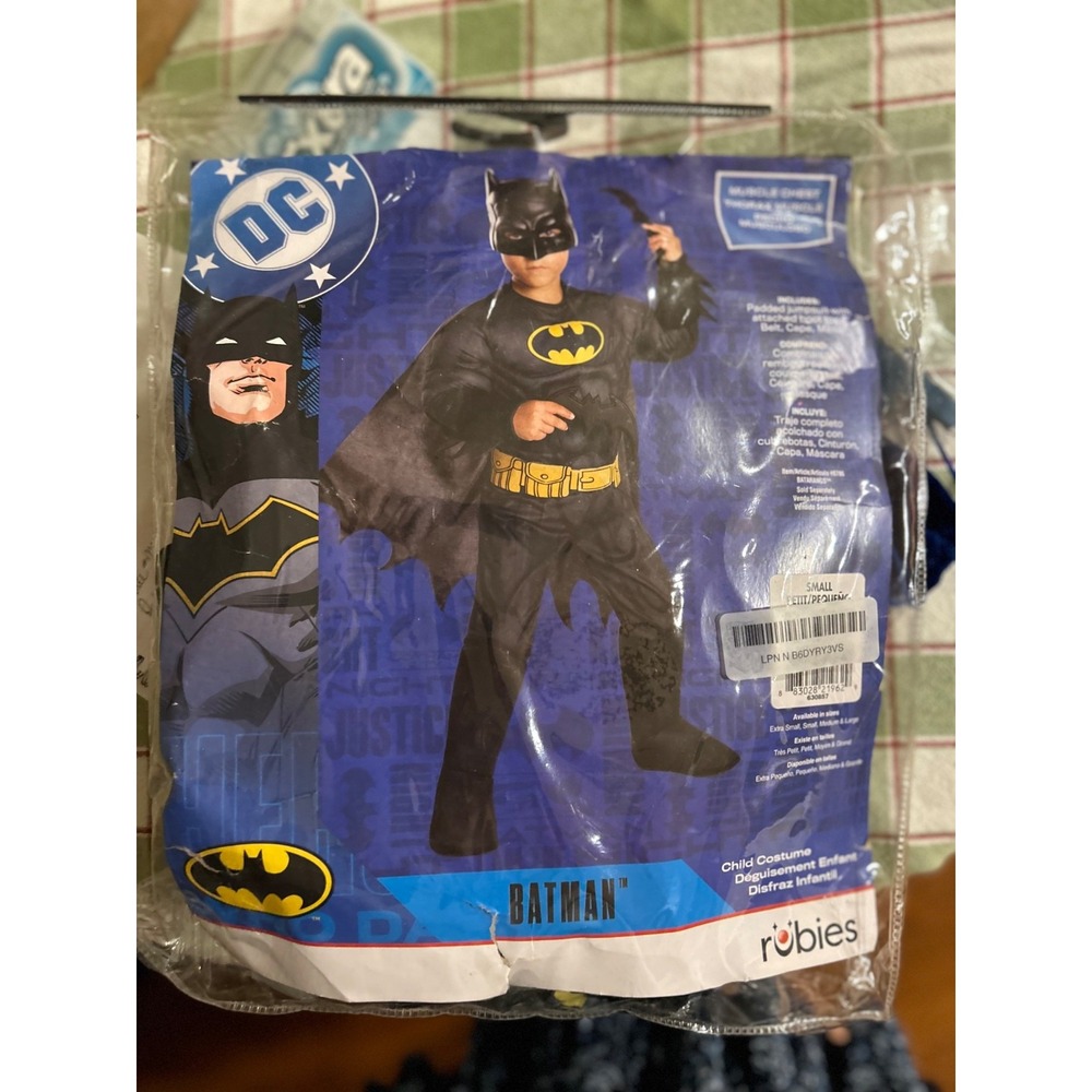 DC Batman Boys Costume Small Rubies Muscle Chest Jumpsuit Cape Mask Belt